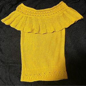 Anthropologie Mustard Off-the-Shoulder Sweater